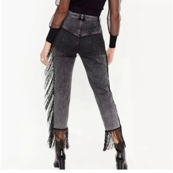 Nasty Gal Fringe Cropped High Waisted Jeans - Picture 4 of 13